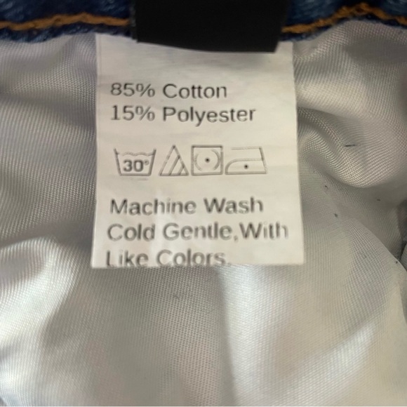 Shein Women’s Blue Denim Distressed Destroyed Ripped High Waist Jeans Large - Picture 6 of 10